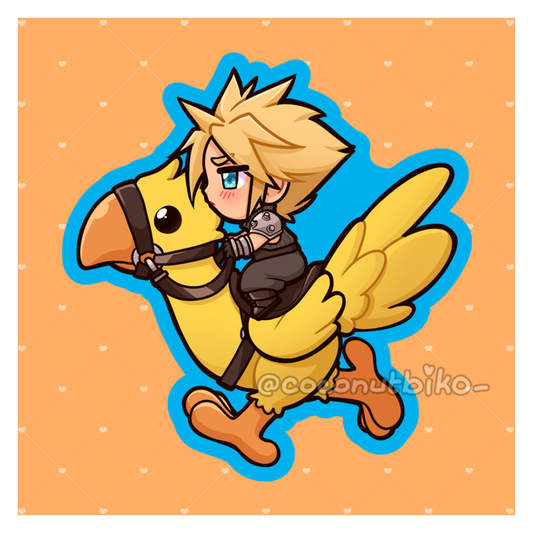 [ KEYCHAIN ] FFVII Cloud and Chocobo 2.5in Keychain