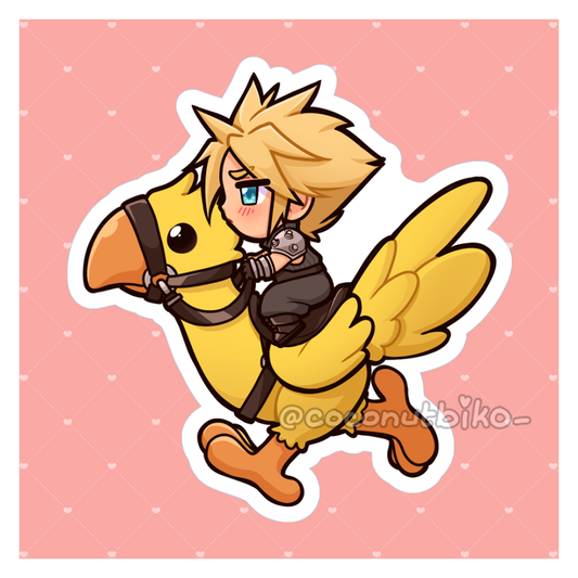 [ STICKER ] FFVII Cloud and Chocobo Vinyl Sticker