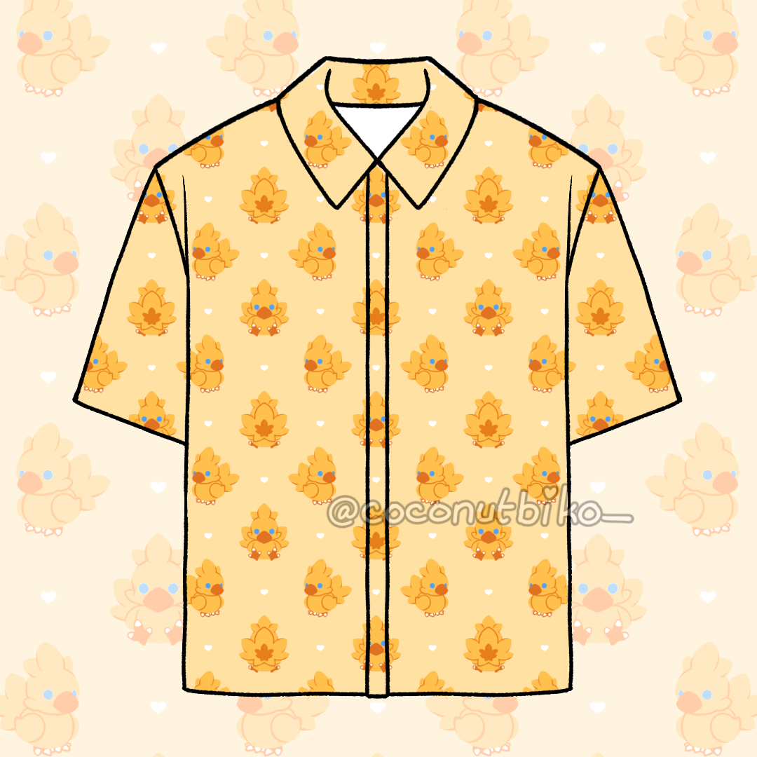 [ SHIRT ] Final Fantasy Chocobo Button-Down Shirt