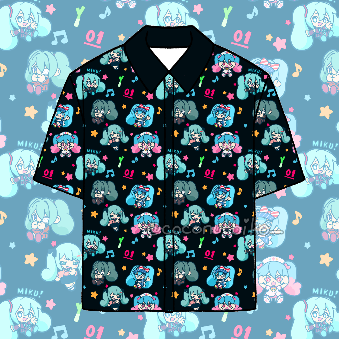 [ SHIRT ] Vocaloid Hatsune Miku Button-Down Shirt