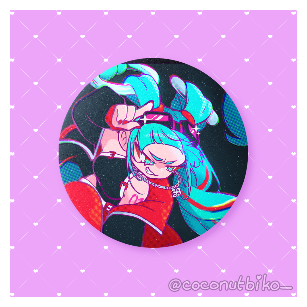 [ BUTTON PIN ] Vocaloid Hero Miku 1.25in Button Pin